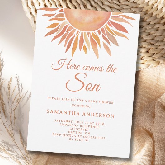 Hier Komt De Zoon Boho Baby Shower Kaart