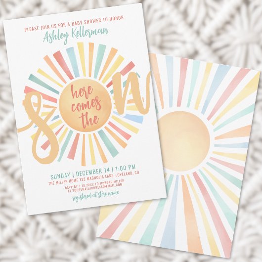 Hier komt de zoon Boho Baby Shower Kaart