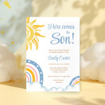 Hier Komt de Zoon Boho Regenboog Baby Shower