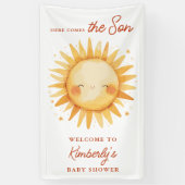Hier Komt De Zoon Boho Schattige Baby Shower Welko Spandoek (Verticaal)