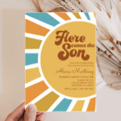 Hier komt de zoon | Boho Sunshine Baby shower Kaart