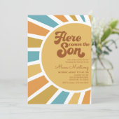 Hier komt de zoon | Boho Sunshine Baby shower Kaart (Staand voorkant)
