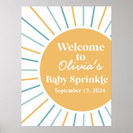 Hier komt de zoon Boho zonneschijn Baby Sprinkle Poster