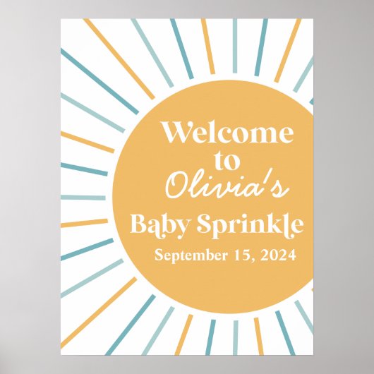 Hier komt de zoon Boho zonneschijn Baby Sprinkle Poster (Voorkant)