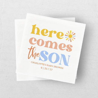 Hier Komt De Zoon Boy Baby Shower Servet