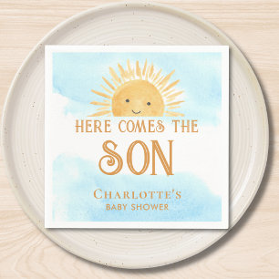 Hier Komt De Zoon Boy Baby Shower Servet