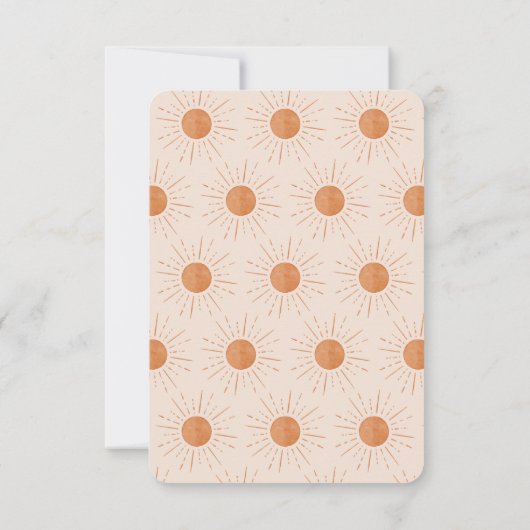 Hier komt de zoon Burnt Oranje Sun Time Capsule Bedankkaart (Achterkant)