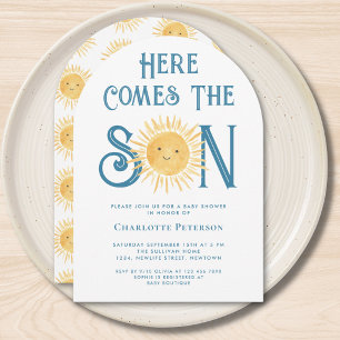 Hier Komt De Zoon Cute Boy's Baby Shower Boog Kaart