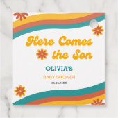 Hier komt de Zoon Dank U Baby shower Bedankjes Labels (Achterkant)