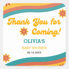 Hier komt de Zoon Dank U Baby shower Vierkante Sticker