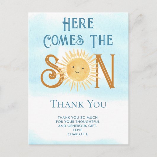 Hier komt de zoon dank u briefkaart (Voorkant)