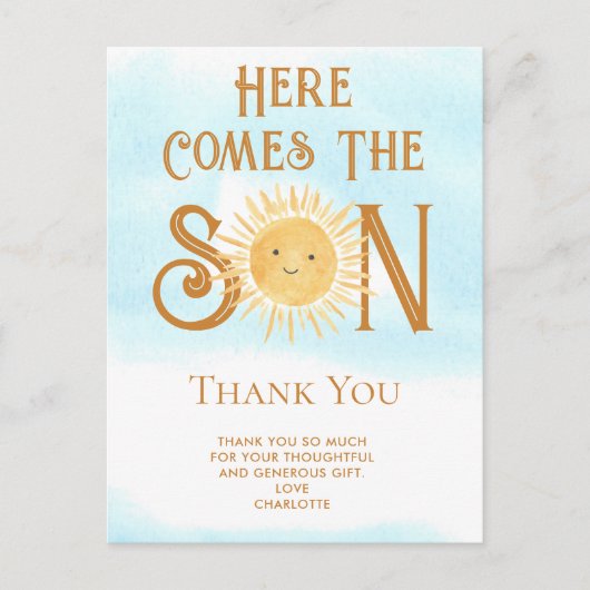 Hier komt de zoon dank u Briefkaart (Voorkant)