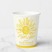 Hier komt de zoon gele zon grillige baby shower papieren bekers (Achterkant)
