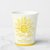 Hier komt de zoon gele zon grillige baby shower papieren bekers (Voorkant)