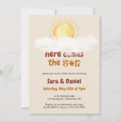 Hier komt de zoon geslacht onthullen Uitnodiging (Voorkant)