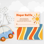 Hier komt de zoon groovy retro luier loterij informatiekaartje