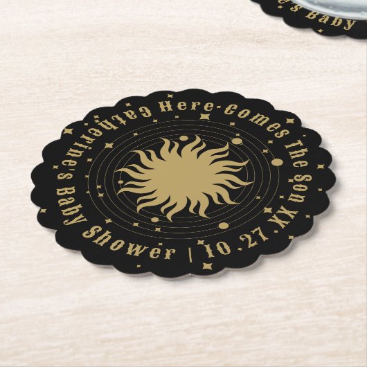 Hier komt de zoon | Hemels Baby shower Kartonnen Onderzetters (Gekanteld)