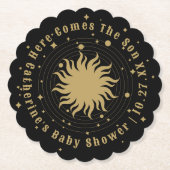 Hier komt de zoon | Hemels Baby shower Kartonnen Onderzetters (Voorkant)