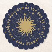 Hier komt de zoon | Hemels Baby shower Kartonnen Onderzetters (Voorkant)