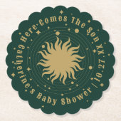 Hier komt de zoon | Hemels Baby shower Kartonnen Onderzetters (Voorkant)