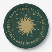 Hier komt de zoon | Hemels Baby shower Papieren Bordje (Voorkant)