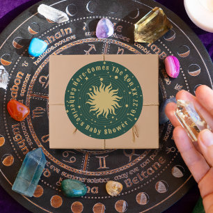 Hier komt de zoon   Hemels Baby shower Ronde Sticker