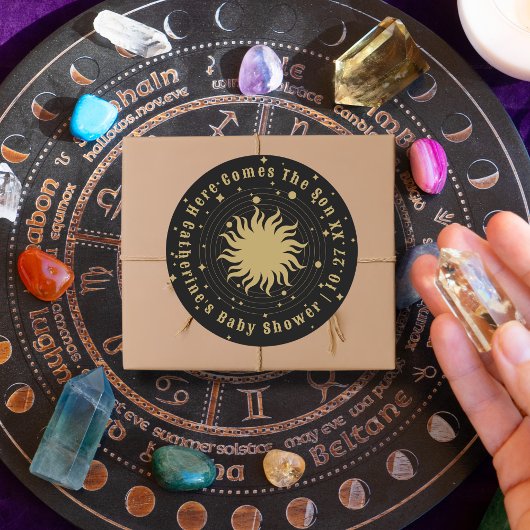 Hier komt de zoon | Hemels Baby shower Ronde Sticker