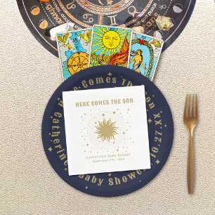 Hier komt de zoon   Hemels Baby shower Servet