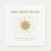 Hier komt de zoon | Hemels Baby shower Servet (Voorkant)