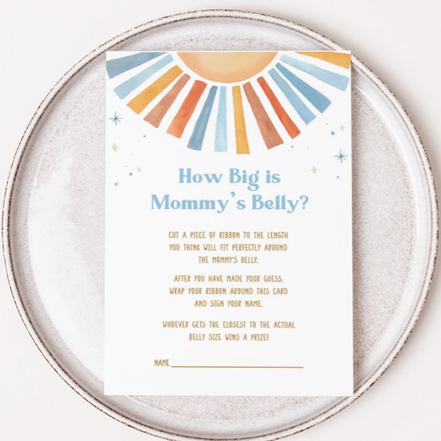 Hier komt de zoon hoe groot is mama's buik spel (Boho Sunshine Baby Shower How Big is Mommy's Belly Game)