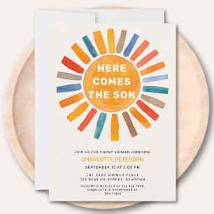 Hier Komt de Zoon Jongens Baby Borrel Kaart