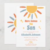 Hier Komt De Zoon Jongens Baby Shower Kaart (Voorkant / Achterkant)