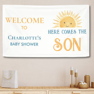 Hier Komt De Zoon Jongens Babyfeestje Spandoek