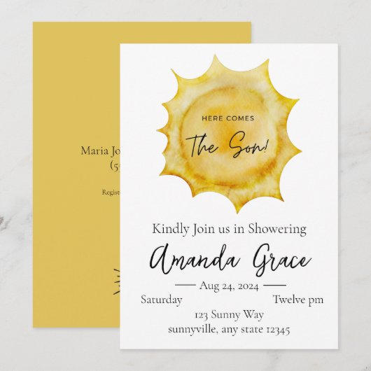 Hier komt de zoon kaart (Voorkant / Achterkant)