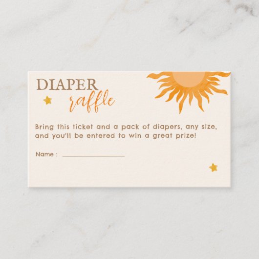 Hier komt de zoon Luier Raffle Baby shower Informatiekaartje (Voorkant)