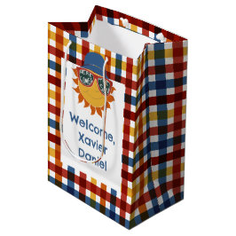 Hier komt de zoon Plaid Baby Boy Medium Cadeauzakje