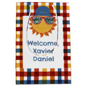 Hier komt de zoon Plaid Baby Boy Medium Cadeauzakje (Voorkant)