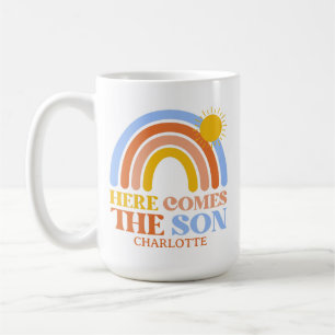 Hier Komt De Zoon Regenboog Jongen Babyfeestje Koffiemok