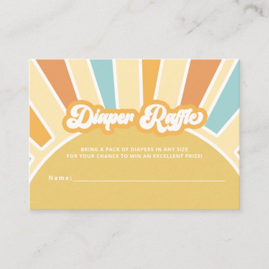 Hier komt de zoon retro Baby shower Luier Raffle Informatiekaartje (Voorkant)