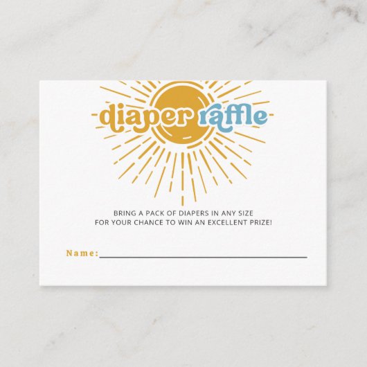 Hier komt de zoon retro Baby shower Luier Raffle Informatiekaartje (Voorkant)