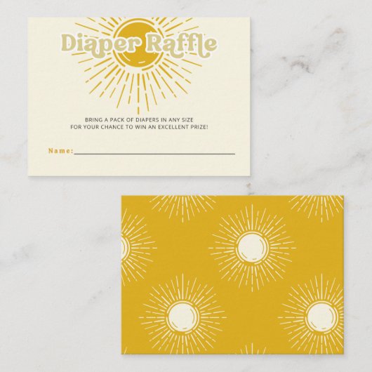 Hier komt de zoon retro Baby shower Luier Raffle Informatiekaartje (Voorkant / Achterkant)