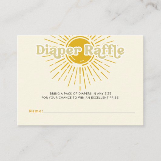 Hier komt de zoon retro Baby shower Luier Raffle Informatiekaartje (Voorkant)