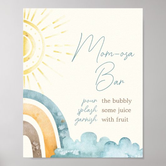 Hier komt de zoon Retro Baby shower Moeder Osa Bar Poster (Voorkant)