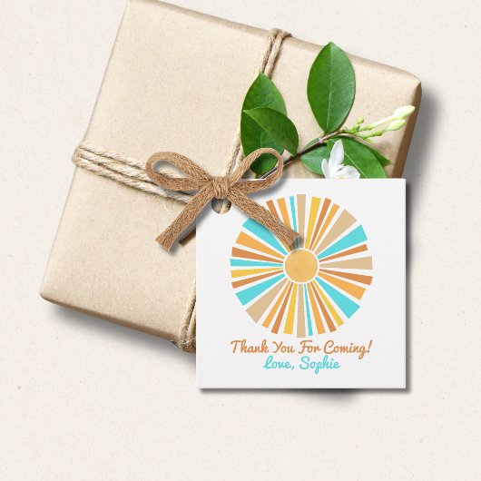 Hier komt de zoon, Retro Boho Rainbow Bedankjes Labels