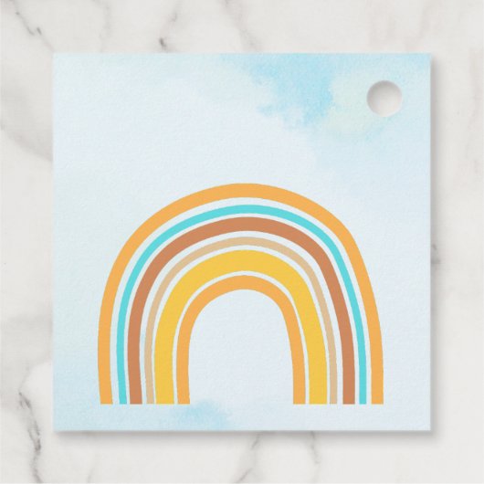 Hier komt de zoon, Retro Boho Rainbow Bedankjes Labels (Achterkant)