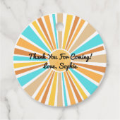 Hier komt de zoon, Retro Boho Rainbow Round Bedankjes Labels (Voorkant)