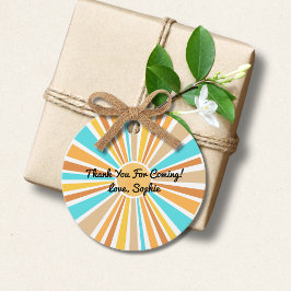 Hier komt de zoon, Retro Boho Rainbow Round Bedankjes Labels