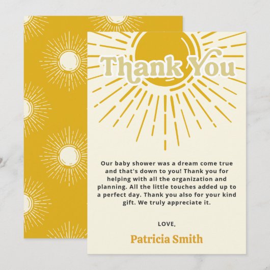 Hier komt de zoon retro boy baby shower bedankkaart (Voorkant / Achterkant)