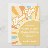 Hier komt de zoon retro boy baby shower bedankkaart (Voorkant)