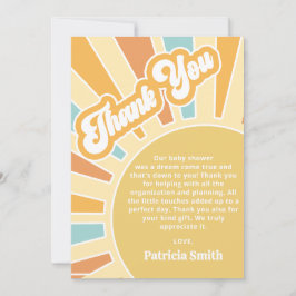 Hier komt de zoon retro boy baby shower bedankkaart